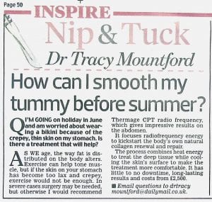 Thermate CPT to get rid of crepey or lax skin and achieve a smooth tummy A reader asks how they can smooth their stomach in time for summer