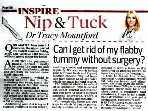 Daily Mail 'Nip & Tuck' 20062016. Dr Tracy Mountford - Can I get rid of my flabby tummy without surgery?