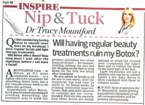 The Daily Mail - will having regular beauty treatments ruin my botox asks a reader