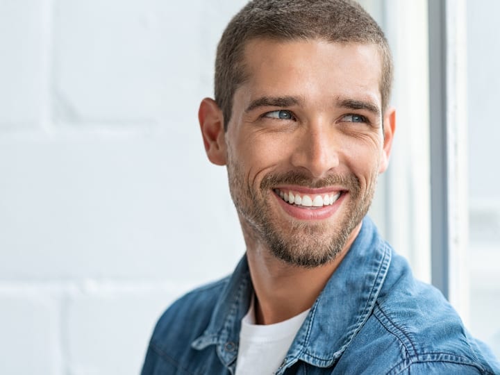 Jawline Filler Treatment Happy Man with Jaw Filler